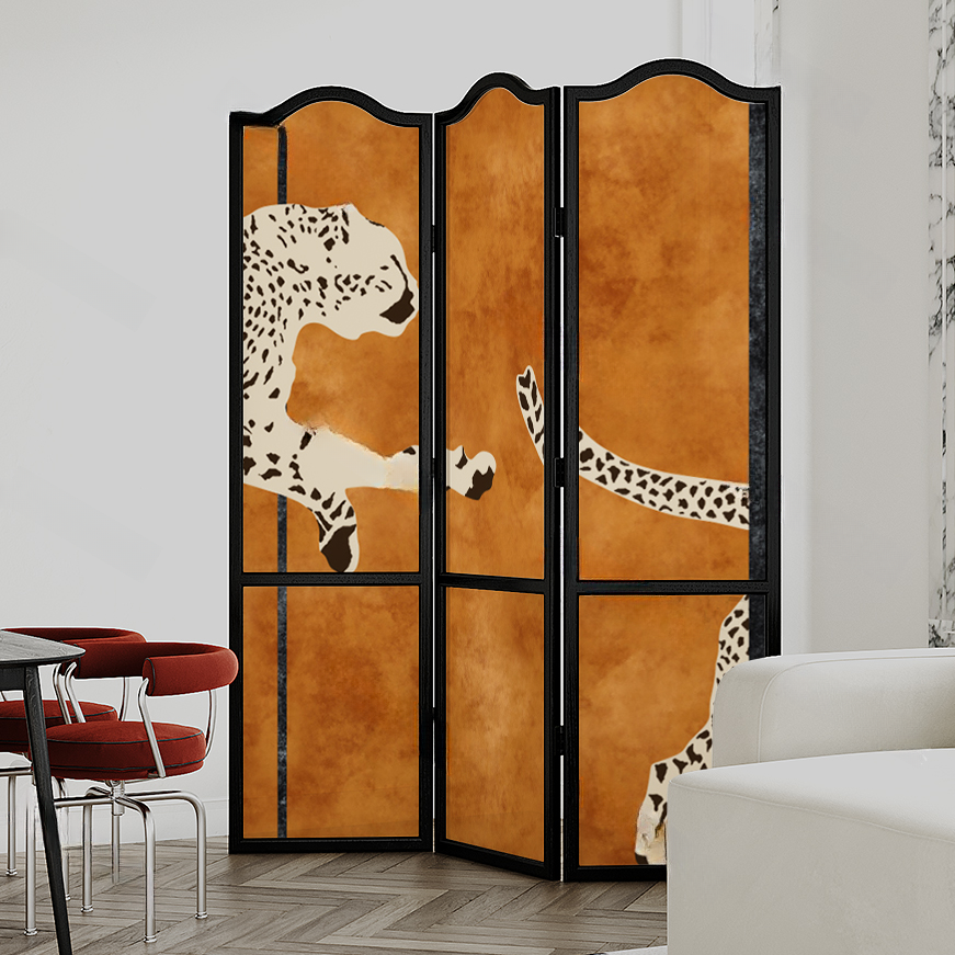 Auburn Modern Translucent Pop Up Room Separator Wall with Pine Wood Frame and Double Sided Print