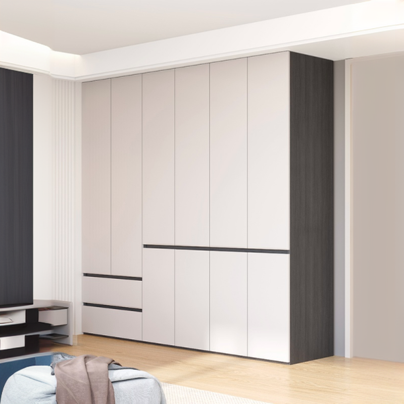 Chalk Contemporary Laminate Almirah with Soft Close Drawer, Soft Close Door, Interior Shelves, and Hanging Rod