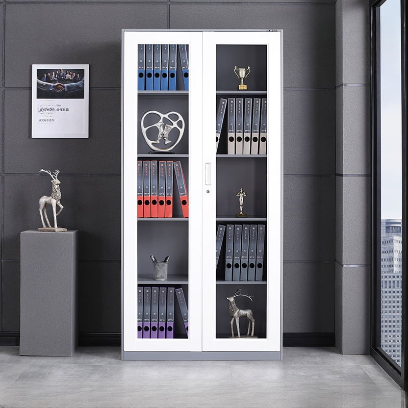Art Deco Steel Filing Cabinet Console with Warp-free Durability, Locker, Adjustable Shelving, and Locking Door, 1-Wide