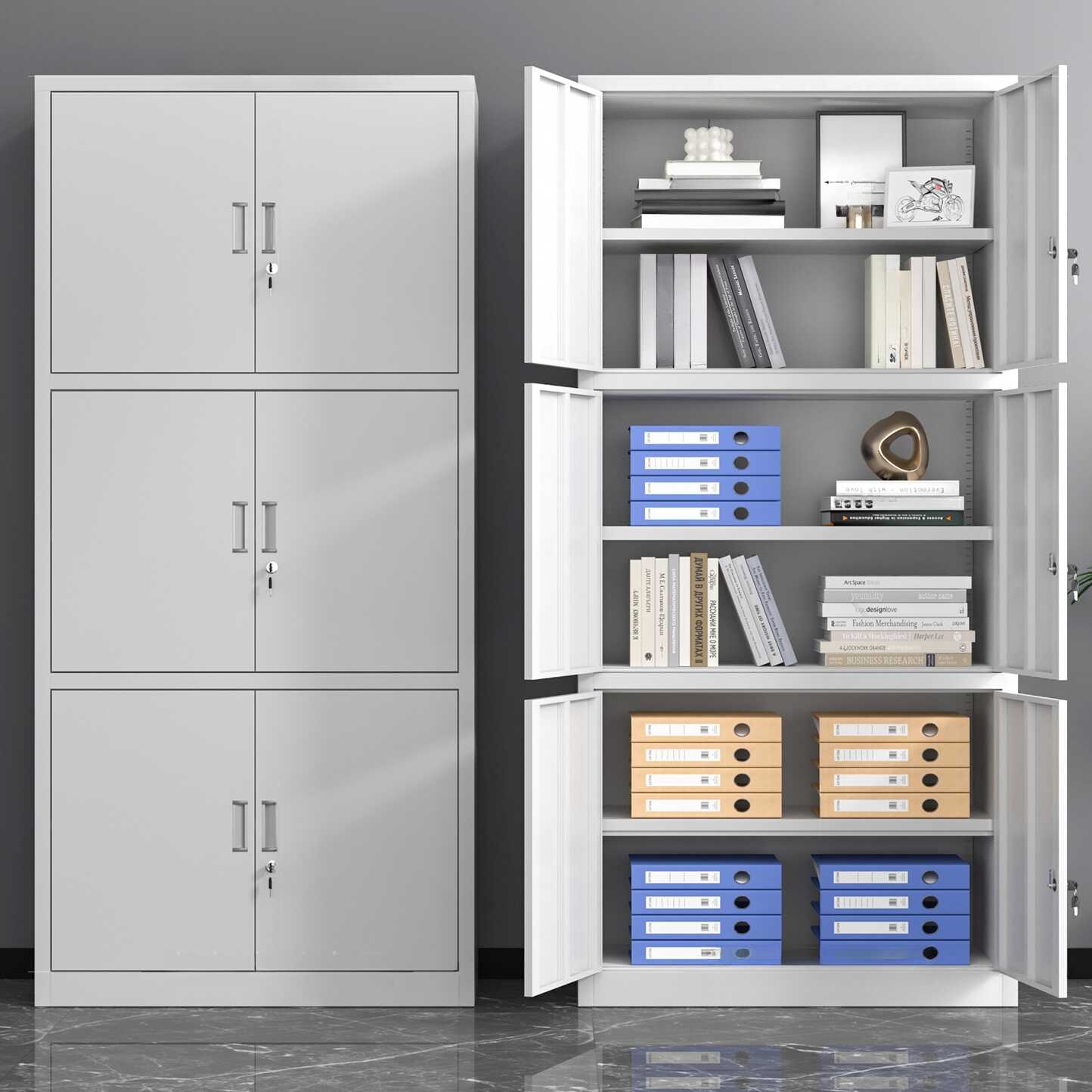 Minimalist Steel Office Storage Unit with Tough Shelves and Locker, Featuring Locking Door, 1-Wide