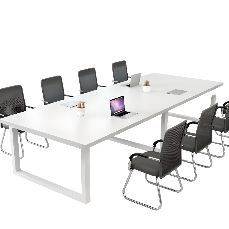 White Art Deco Meeting Table with Twist-resistant Durability, Rectangular Shape, Seats 12+, Manufactured Wood Top