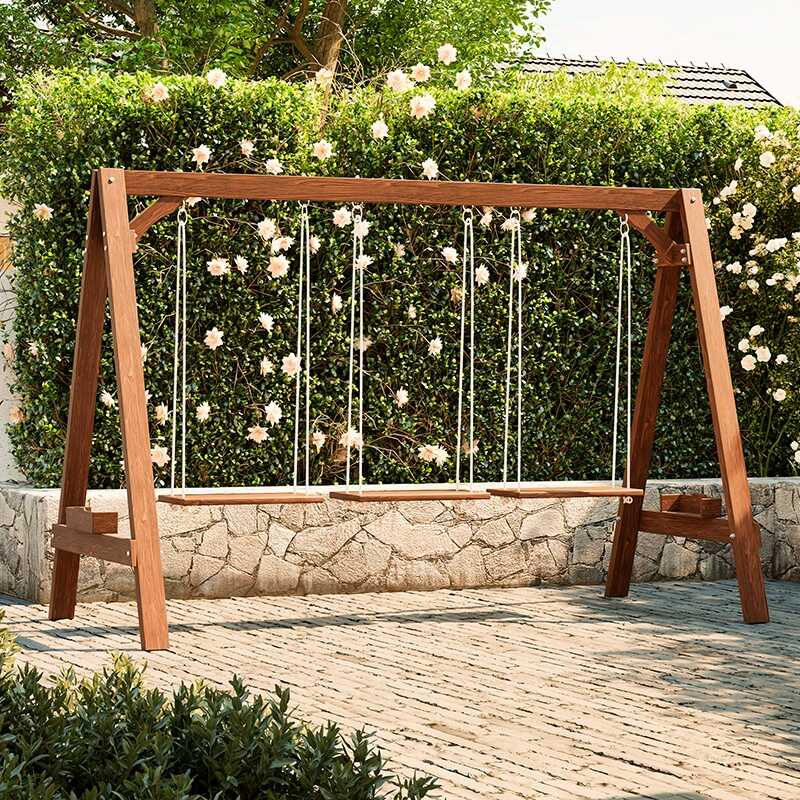 Cerulean/Light Brown/Natural Colour Wood Porch Swing with Stand, Seating for 3/2, Waterproof, Chain, Canopy, and Stand