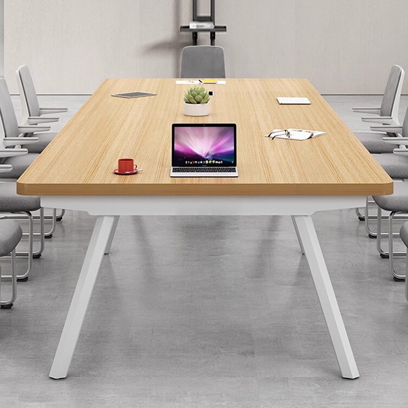 Simple Natural Finish Rectangular Manufactured Wood Office Conference Table 6-person Seat/10-person Seat/Seats 8, Distortion-resistant