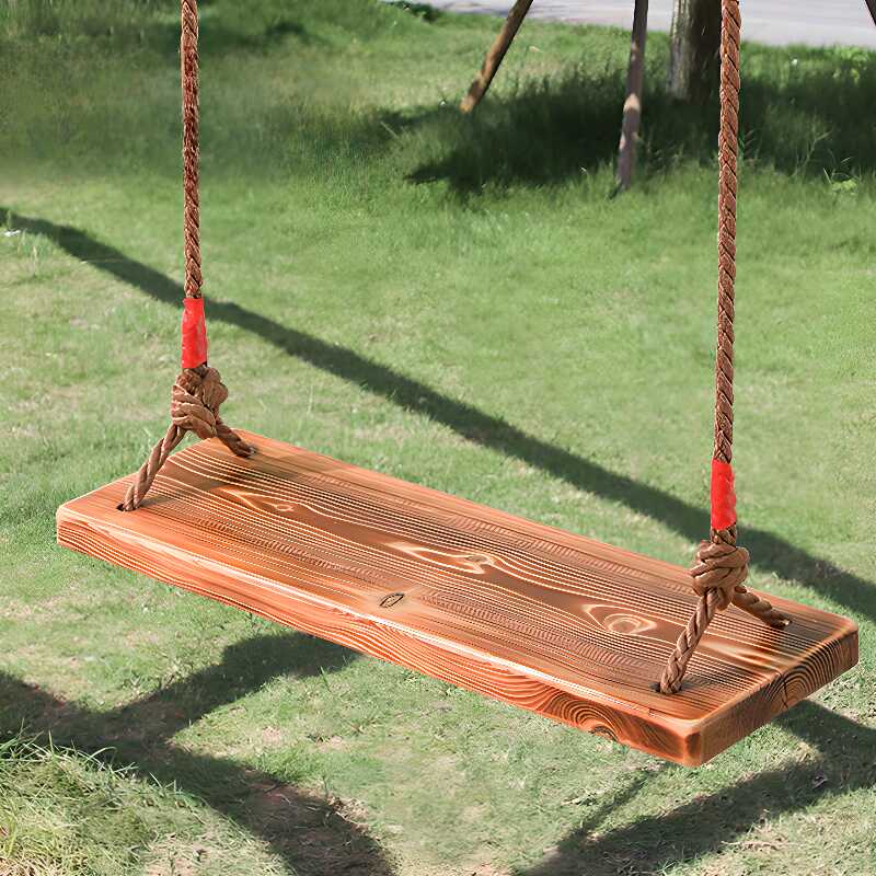Light Brown/Natural Colour Waterproof Engineered Wood Hanging Porch Swing with Chain