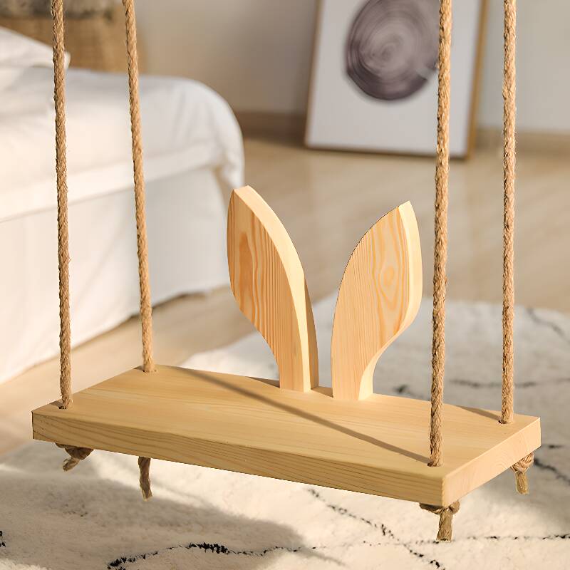 Natural Colour Waterproof Solid Wood Hanging Porch Swing with Chain