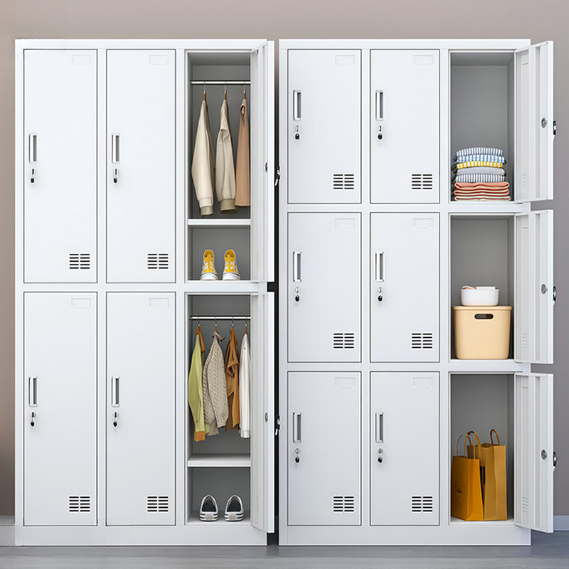 Ivory 6-Tier Gym & Locker Room Lockers with Key Lock, 10 or More Compartments, 3-Wide, Name & Number Plate, and Locker Base