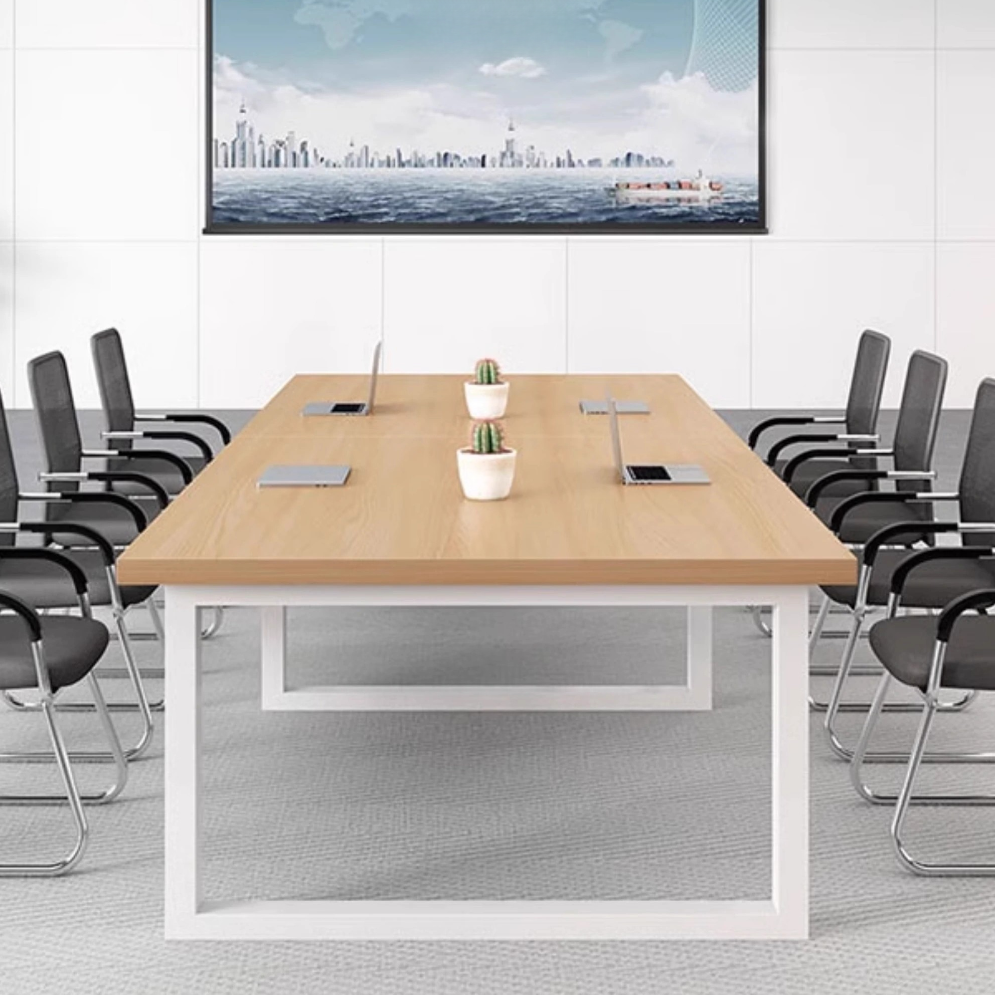 Art Deco Wood Grain Manufactured Wood Rectangle Conference Room Table 6-person Seating/Seats 12+/for 8, Warp Resistant