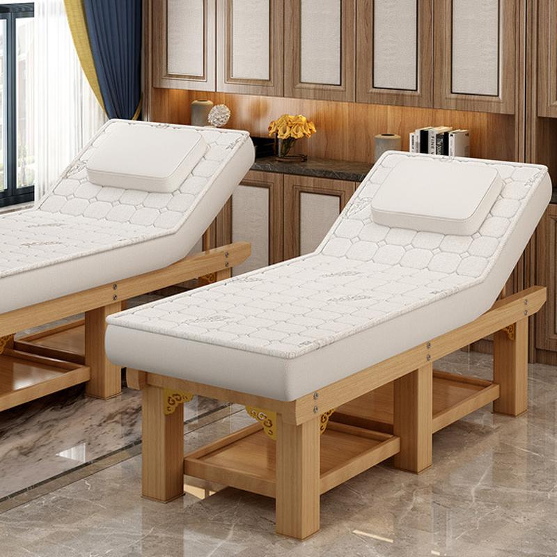 Facial Bed with Timber Rectangle Trestle Base and Protective Feet