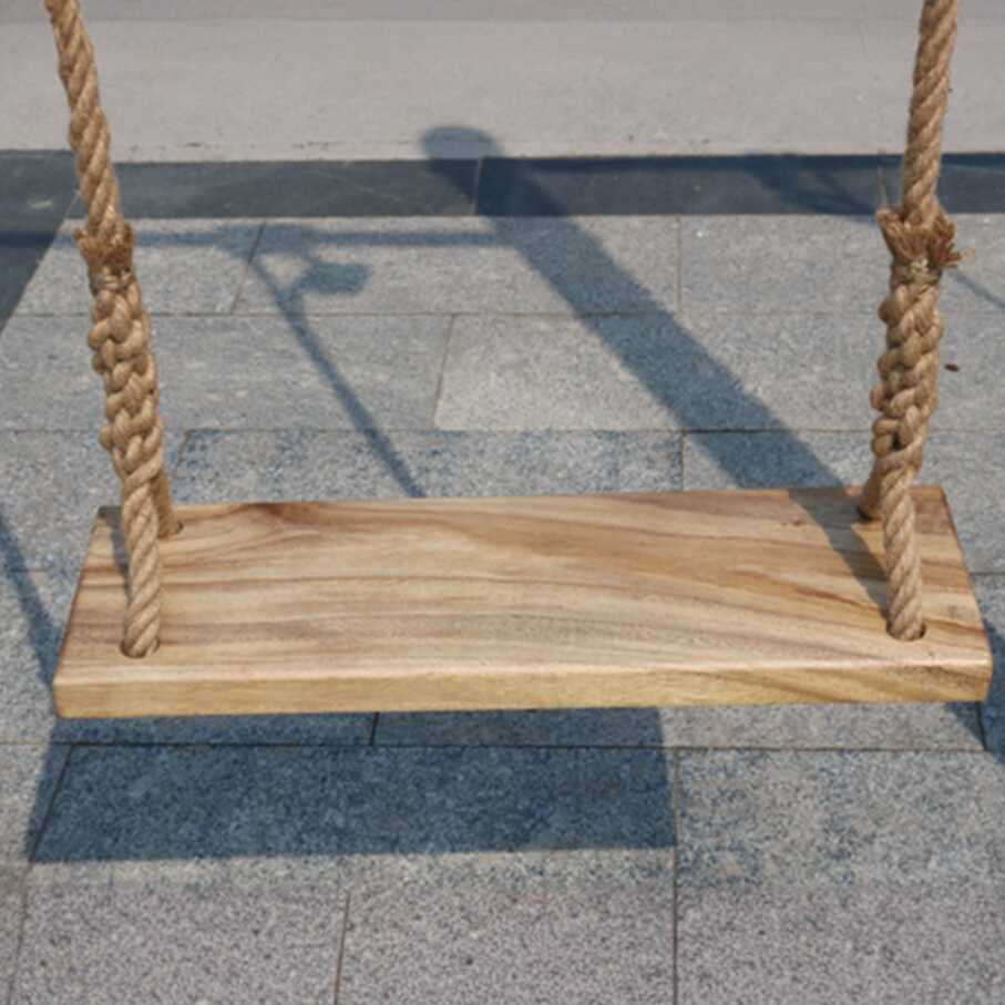 Old School Wood Grain Hanging Porch Swing with Natural Wood Frame and Chain