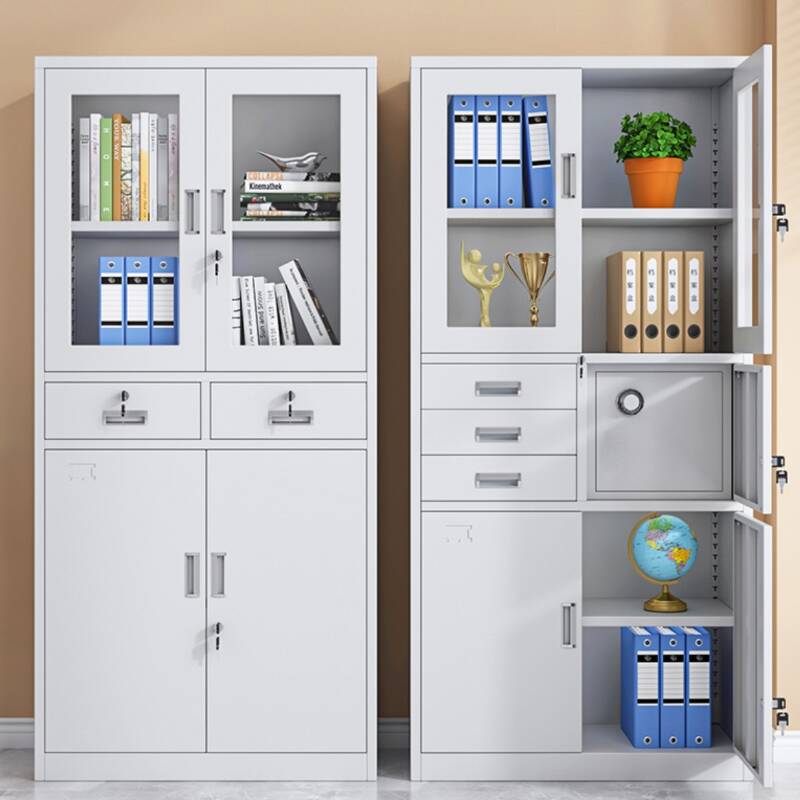 Chalk Steel Office Storage Unit with Corrosion Resistant Hutch, Flexible Shelf, Locking Door, and 1-Wide Compartment