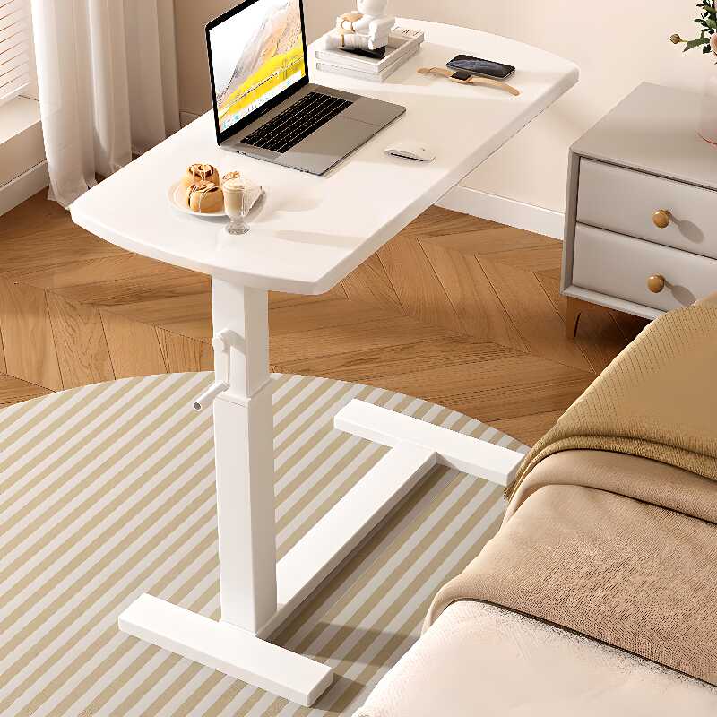 Casual Engineered Wood Laptop Cart with Pop Up Foldable Design, Lifting Airlift, and Swivel Wheels