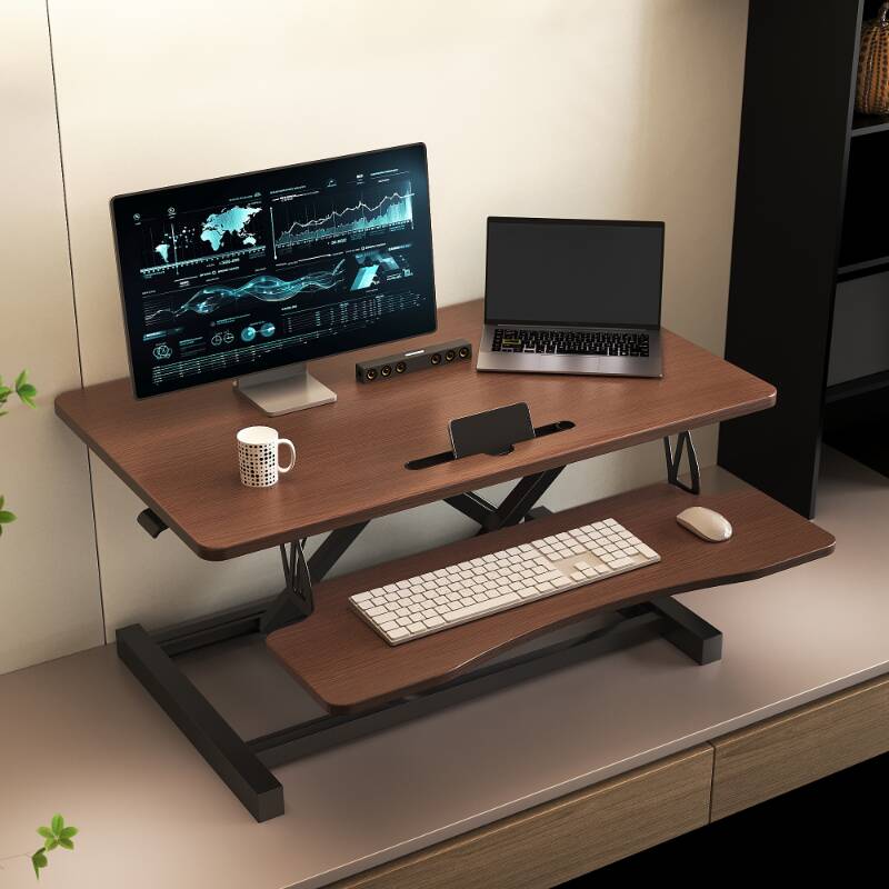 Casual Composite Wood Notebook Holder with Airlift Lifting and Shelves