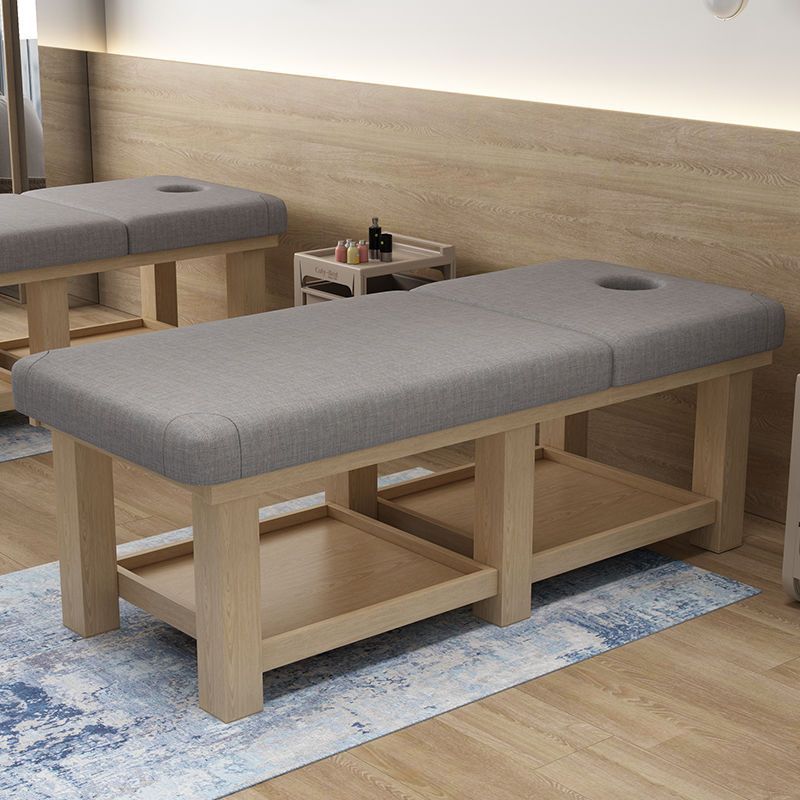 Natural Wood Facial Bed with Rectangle Trestle Base