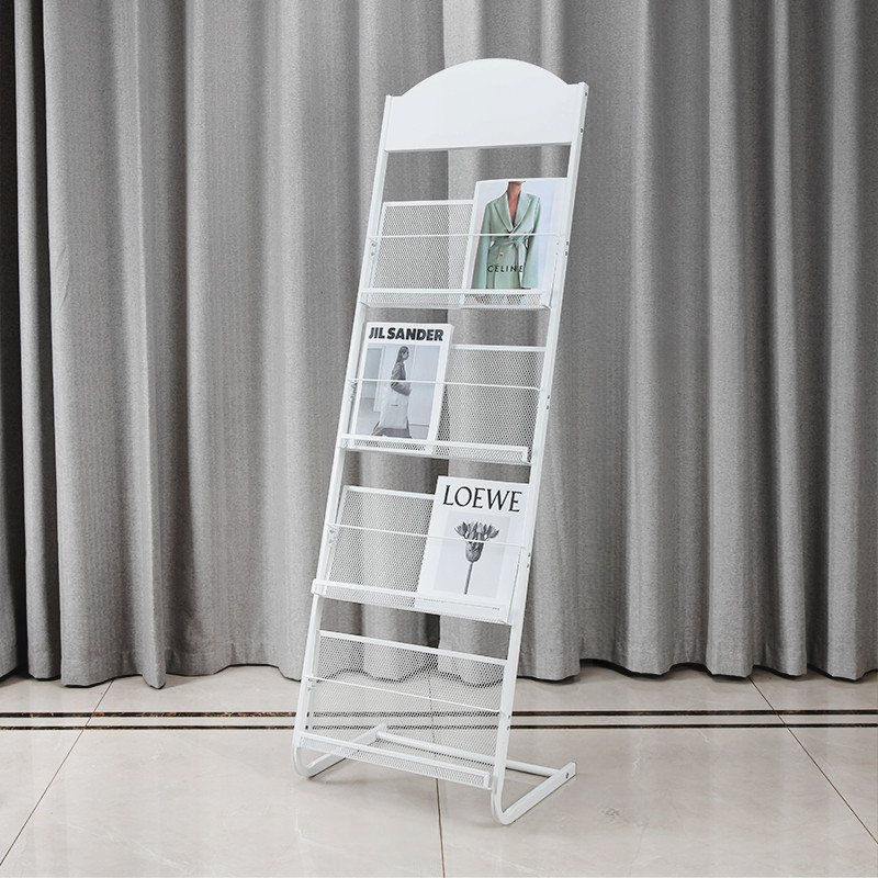 Modern Steel Magazine Organizer with 15 in & Above Length, 10 in & Above Height, Shelves, and Freestanding Design
