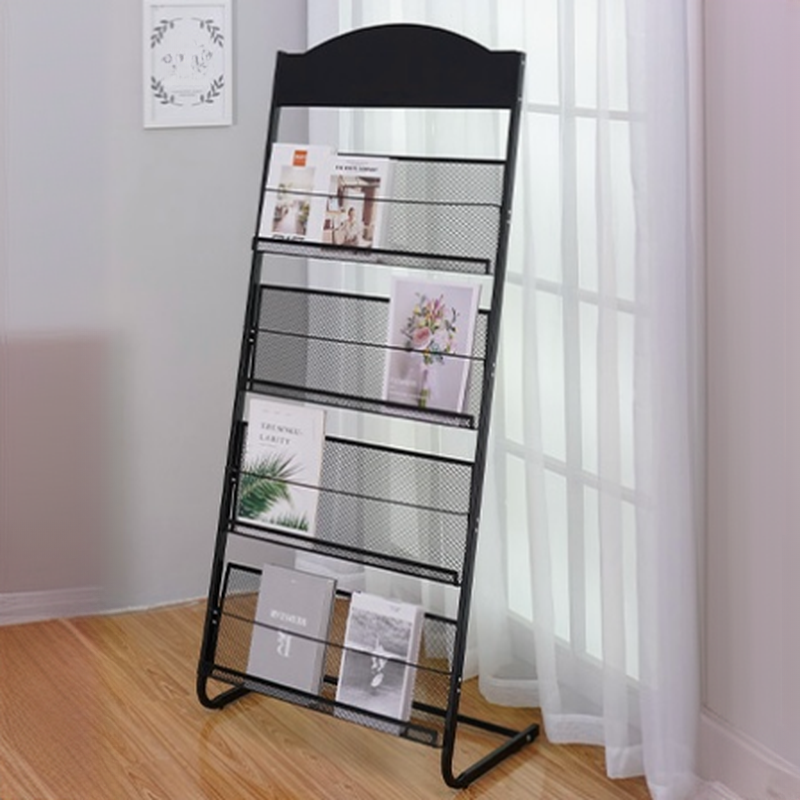 Modern Iron Magazine Organizer with Shelves, Freestanding, 15 in & Above Length, 10 in & Above Height