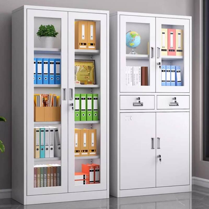 Chalk Art Deco Steel Filing Cabinet Console with Locker, Adjustable Shelving, and Locking Door, 1-Wide/2-Wide