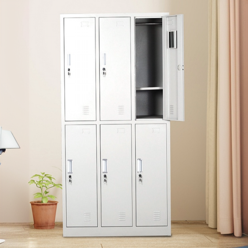Contemporary Chalk Metal 2-layer/4 Tiers/5-layer 3-Wide/2-Wide Gym & Locker Room Lockers with 10 or More Compartments/9 Compartments/Six Compartments and Lock