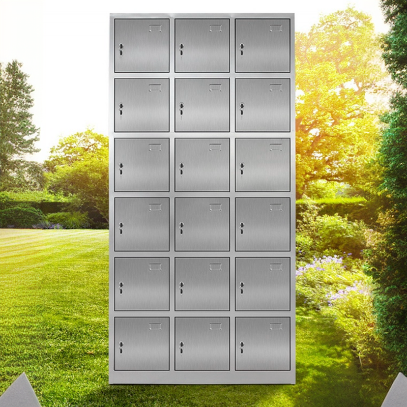 Metallic Stainless Steel 6-Tier Employee Lockers with 10 or More Compartments, 3-Wide, Lock and Locker Base
