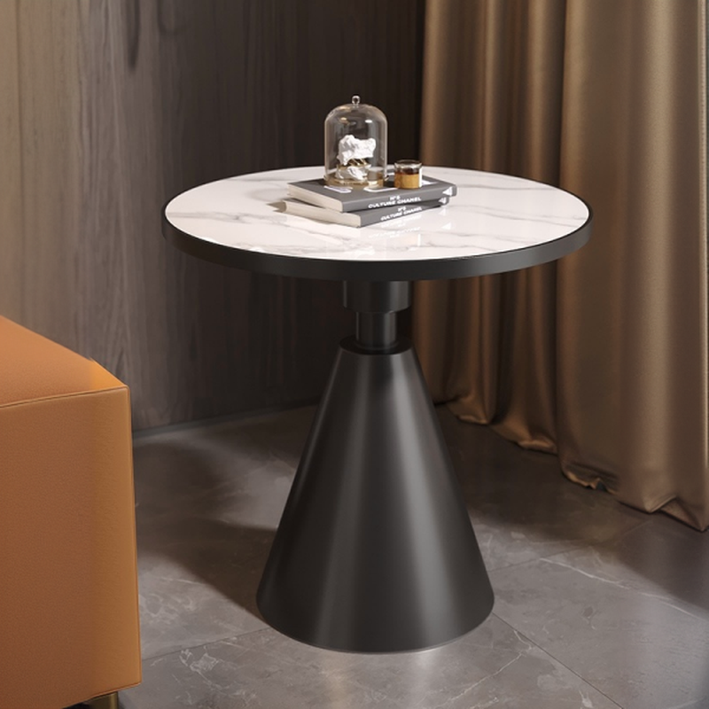 Trendy/Lavish Sintered Stone Circular-shaped Chairside Table with Pedestal, Table Only