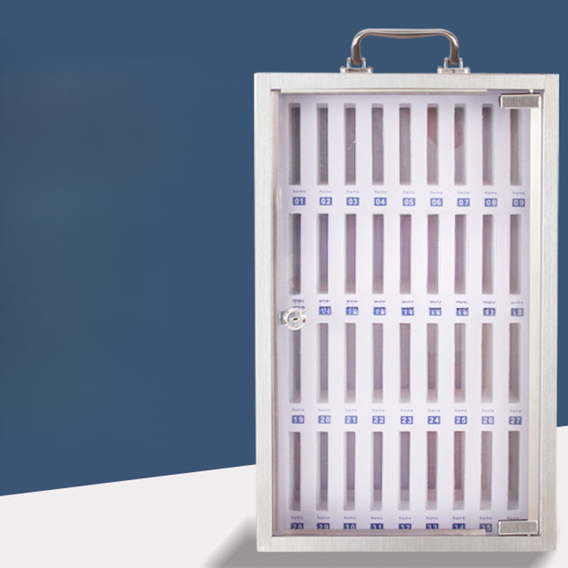 Light Gray/Metallic Modern Cell Phone Lockers with Clear Doors, Lockable with Lock and Locker Base