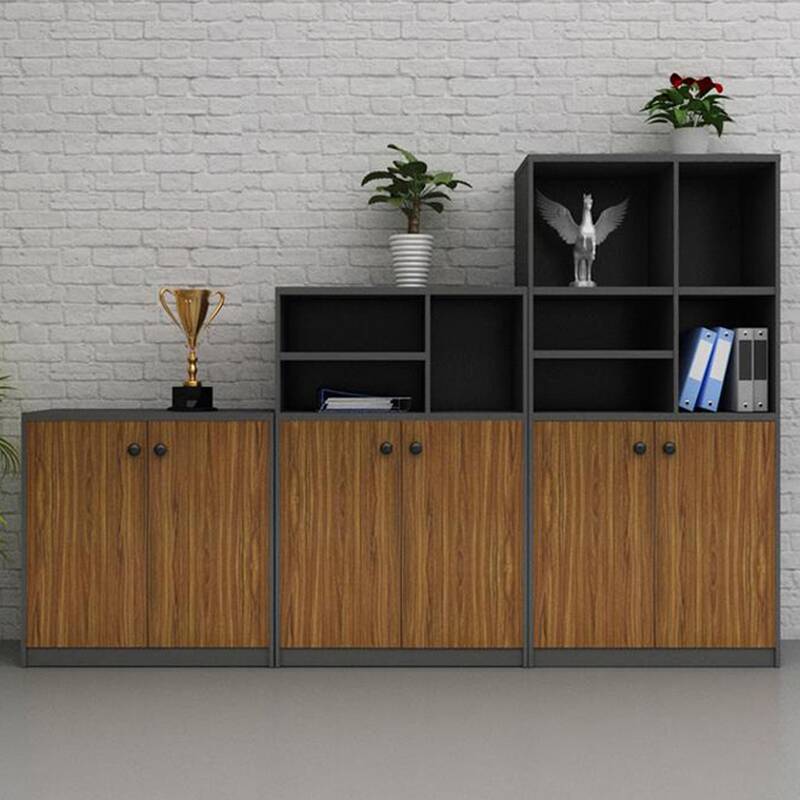 Office Storage Furniture with Receptacle and Cabinet Knobs, 2-Wide/1-Wide/3-Wide Compartments