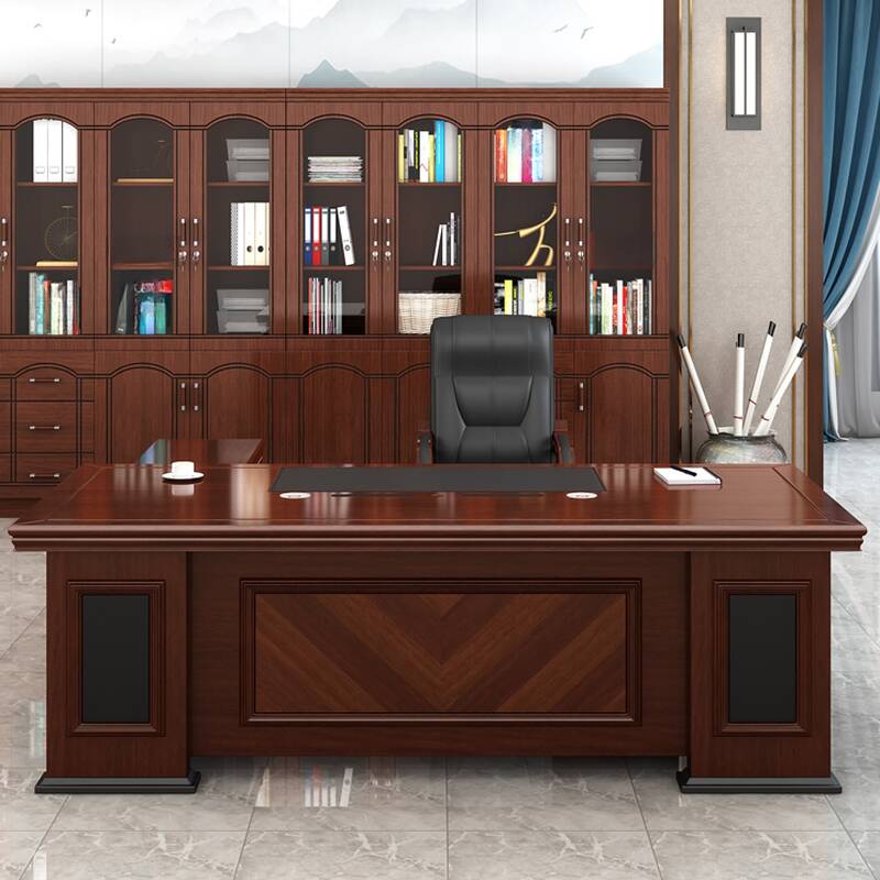 Art Deco Rectangle Sepia Timber Boardroom Desk with Cord Management