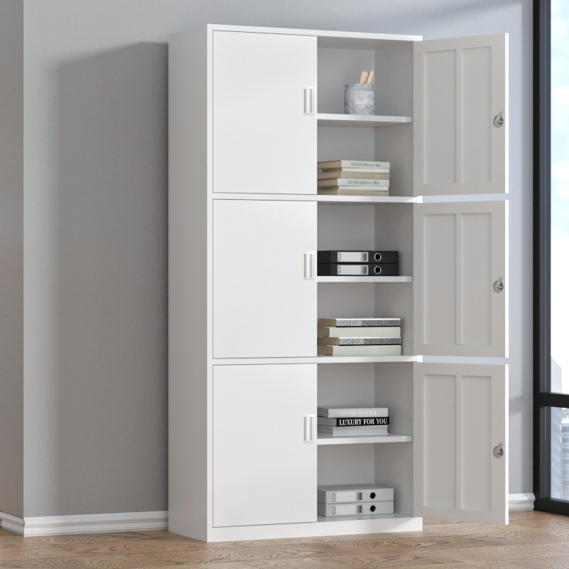 White Steel Corrosion Resistant Office Storage Furniture with Locker, Variable Shelf, Locking Door, and 1-Wide Compartments