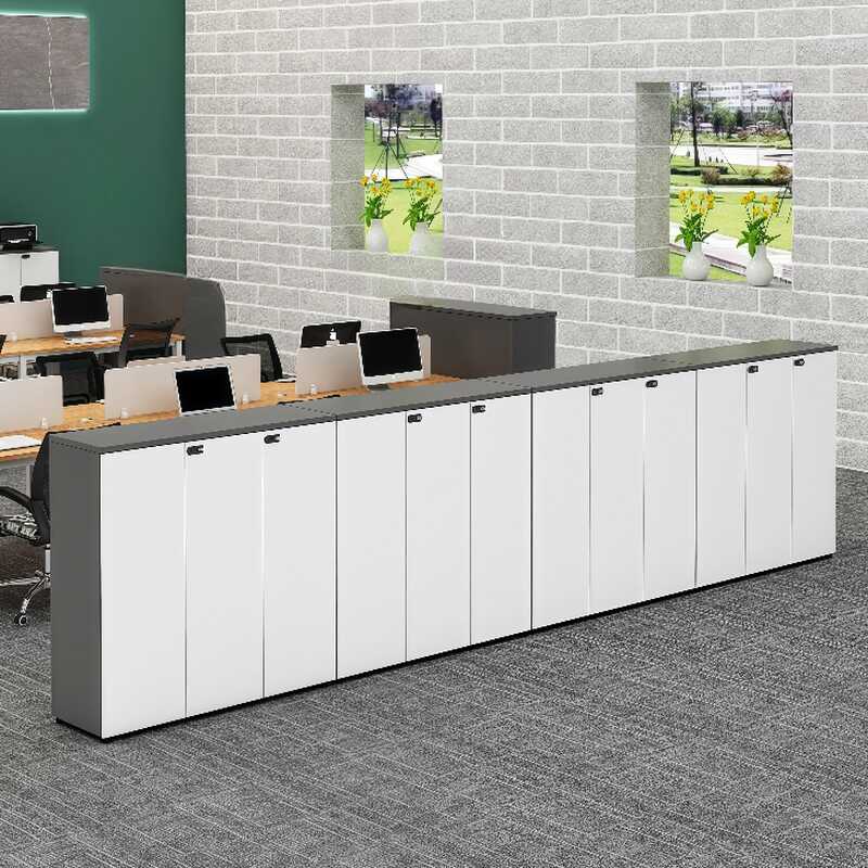 Casual Manufactured Wood Office Storage Furniture with Shelf Unit, Locker, Locking Door, 2-Wide/1-Wide