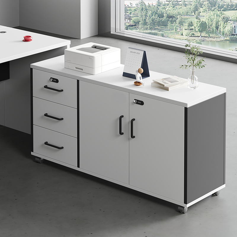 Moveable Office Storage Unit with Receptacle and 2-Wide/3-Wide Compartments