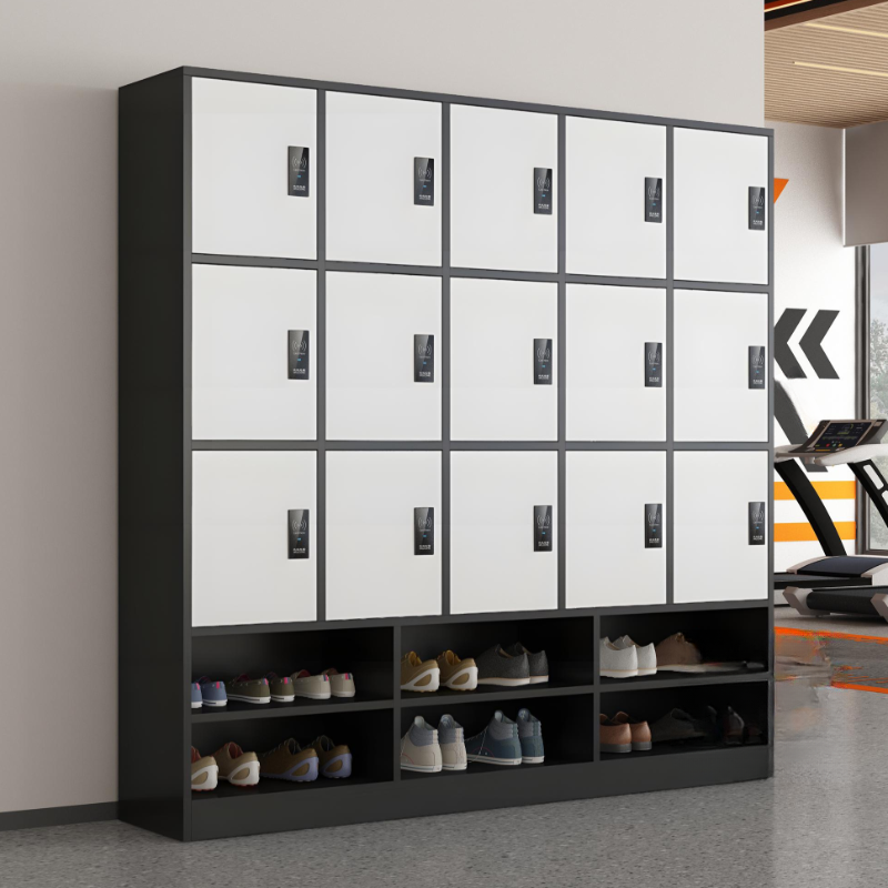 Reclaimed Wood 4-Tier/5-Tier Gym & Locker Room Lockers with Installation Required, Partial Assembly, Shoe Storage, 10 or More Compartments, 5-Wide or More