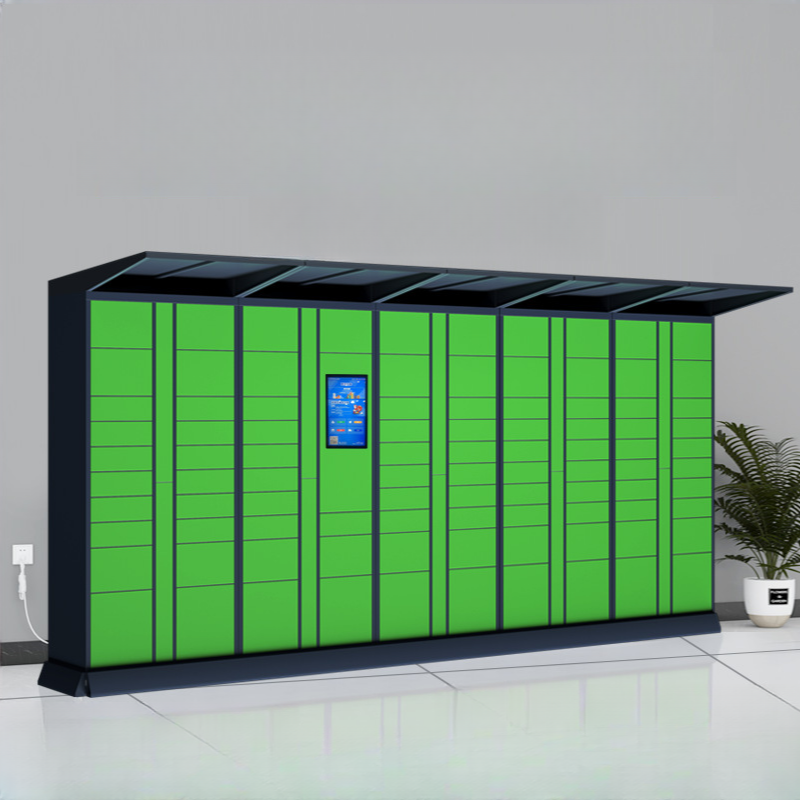 Lime Green 6-Tier Commercial Lockers, Outdoor-compatible with 10 or More Compartments, 5-Wide, Lock and Locker Base Included