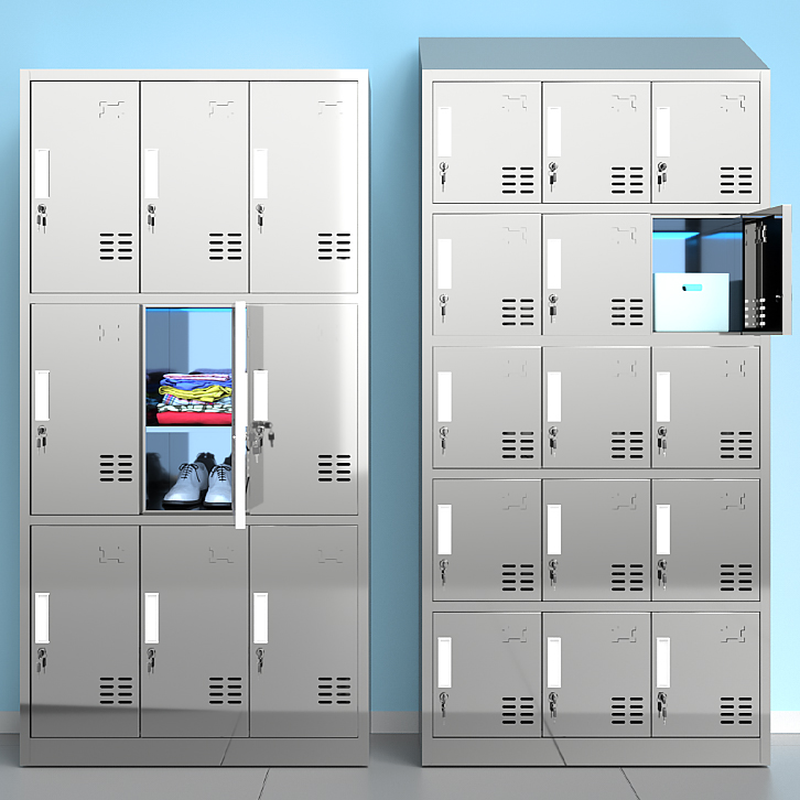 Metallic Stainless Alloy 6 or more/5-tier/4-layer Employee Lockers with Installation Required, Partial Assembly, Ventilated Doors, 3-Wide/2-Wide