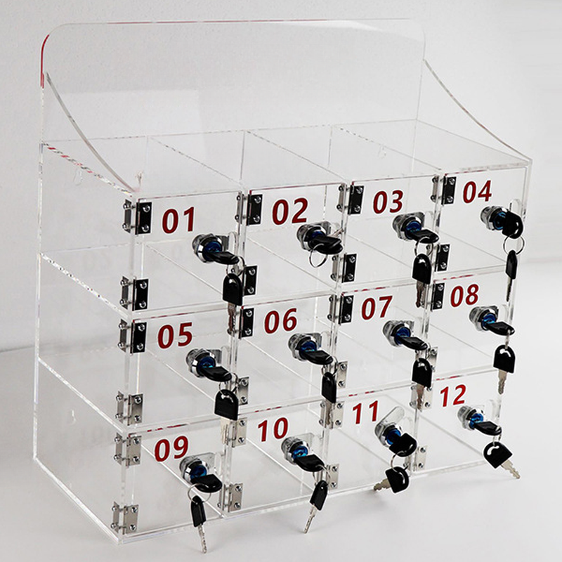 5-tier/3-tier/2-tier Clear Polymethyl Methacrylate (pmma) Installation Required Cell Phone Lockers with Key Lock and Clear Doors, Partial Assembly