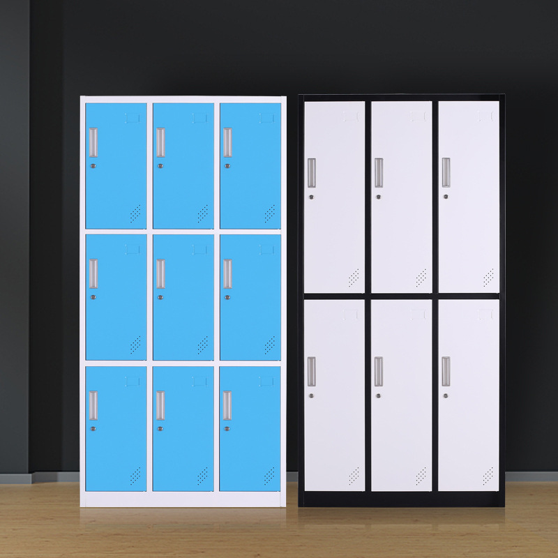3-layer/2-layer Gym & Locker Room Lockers with Partial Assembly, Shoe Storage, Key Lock, Ventilated Doors, 9 Compartments/6 Compartments, 3-Wide