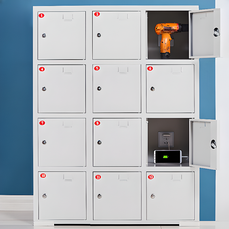 Chalk Steel 6 or more/5-tier/4-tier Commercial Lockers with Installation Required and Partial Assembly, Offering 10 or More Compartments in 5-Wide or more/4-Wide/3-Wide Layout