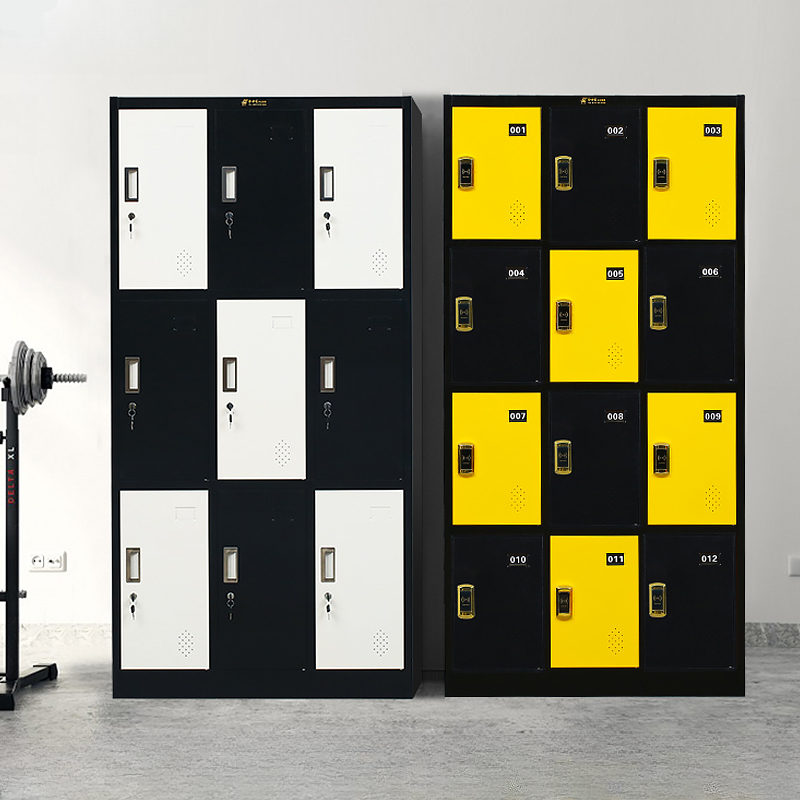 3-layer/2-layer Employee Lockers with Installation Required, Partial Assembly, Shoe Storage, 9 Compartments/6 Compartments, 3-Wide, and Locker Base