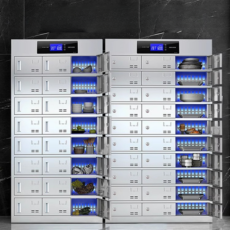 Metallic Stainless Steel 6+ Tier Commercial Lockers with 10+ Compartments, 5-Wide or More, Lock and Locker Base Included