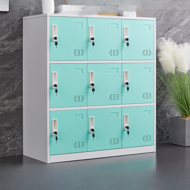 2-tier/4-tier/3-tier Employee Lockers with Installation Required and Partial Assembly, Ventilated Doors, 10 or More Compartments/Nine Compartments/Six Compartments, 3-Wide/2-Wide, Locker Base Included