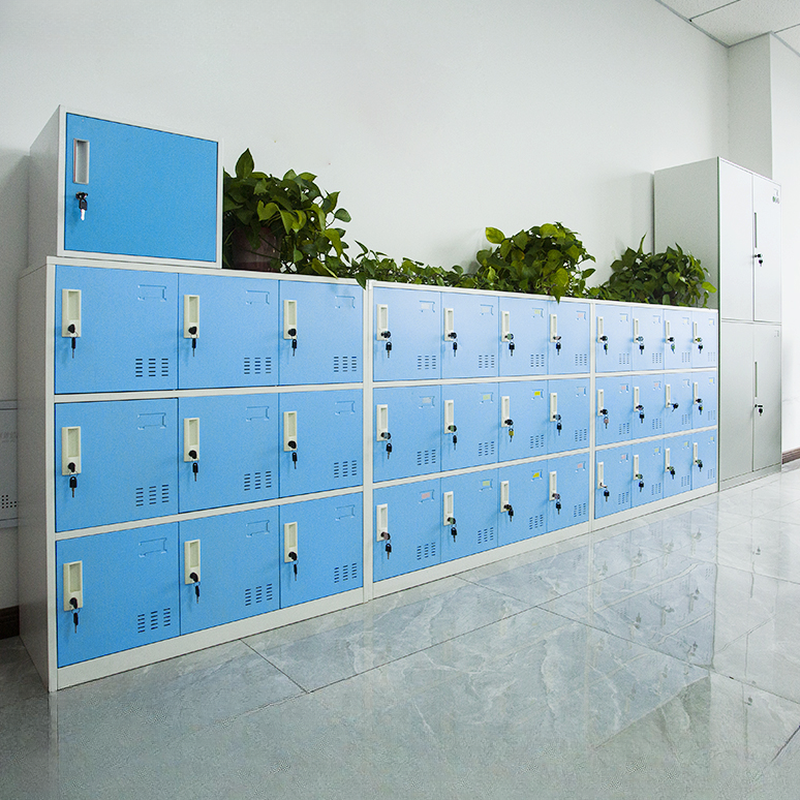 2-tier/4-tier/3-tier Employee Lockers with Installation Required and Partial Assembly, Ventilated Door Type, 10 or More Compartments/Nine Compartments/Six Compartments, 3-Wide/2-Wide, Locker Base Incl
