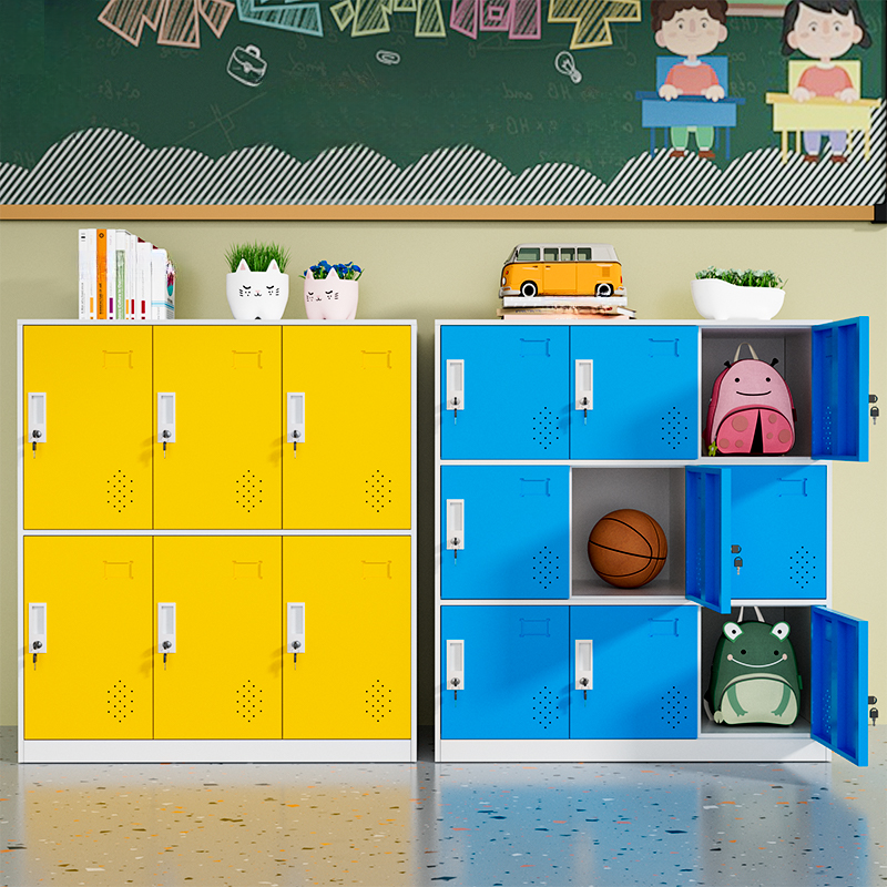 2-layer/3-layer/4-layer School Lockers with Installation Required, Partial Assembly, 9/10 or More/6 Compartments, 3-Wide/2-Wide, Lock, and Locker Base