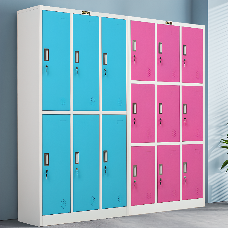 3-layer/2-layer Employee Lockers with Installation Required and Full Assembly Needed, Featuring Shoe Storage and 9 Compartments/6 Compartments, 3-Wide