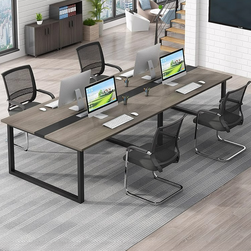 Dove Grey Modern Simple Style Meeting Table with Waterproof Rectangle Top for Seating for 12 in Engineered Wood