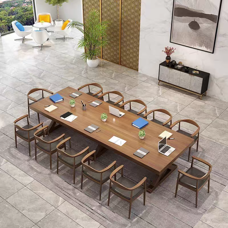 Auburn Modern Simple Style Meeting Table with a Rectangular Top for 6-person Seat in Solid Wood