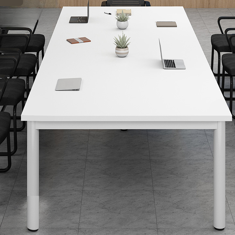 White Modern Simple Style Meeting Table with Scratch Resistant Rectangle Top for 6-person Seat in Engineered Wood