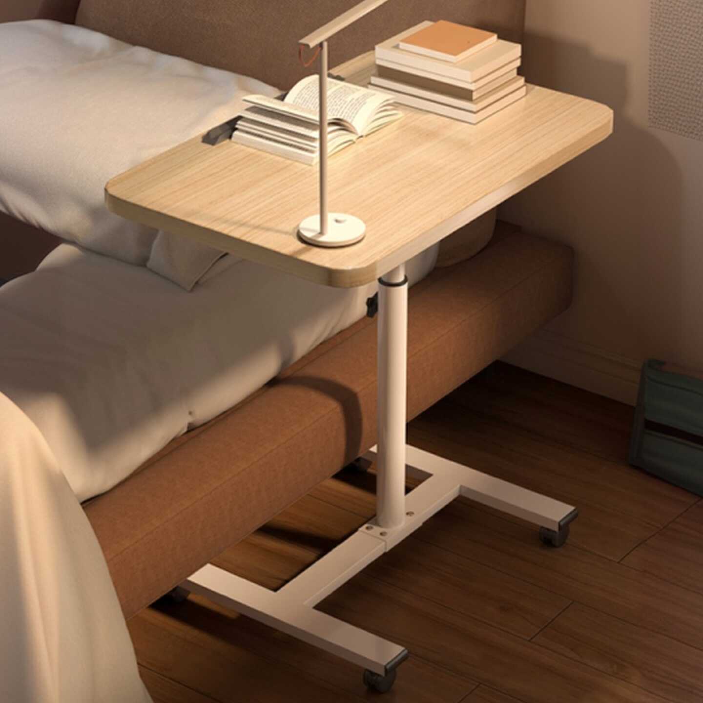 Casual Composite Wood Laptop Cart with Adaptable Height, Swivel Wheels, Stand Vertical Installation, and Tilt Feature