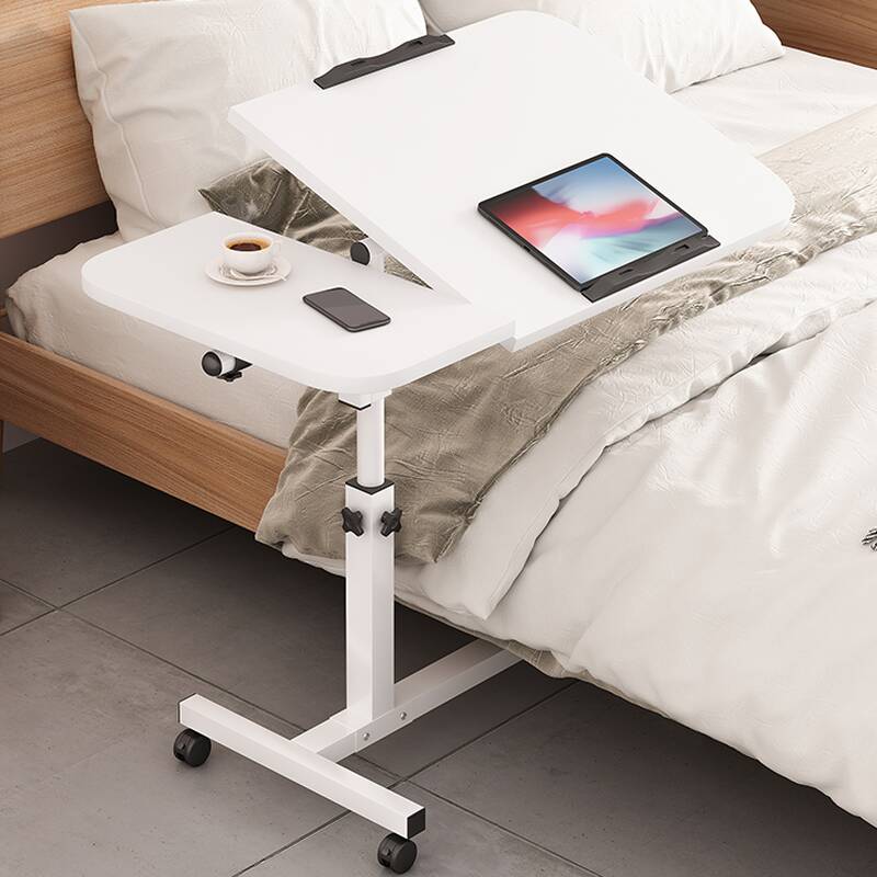 Casual 1 Tier Engineered Wood Laptop Cart with Pop Up Swivel Wheels and Stand Vertical Installation