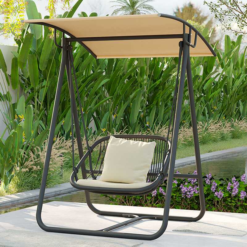 Alloy Porch Swing with Stand for 2, Water-resistant with Upholstered Cushions, Canopy, and Stand