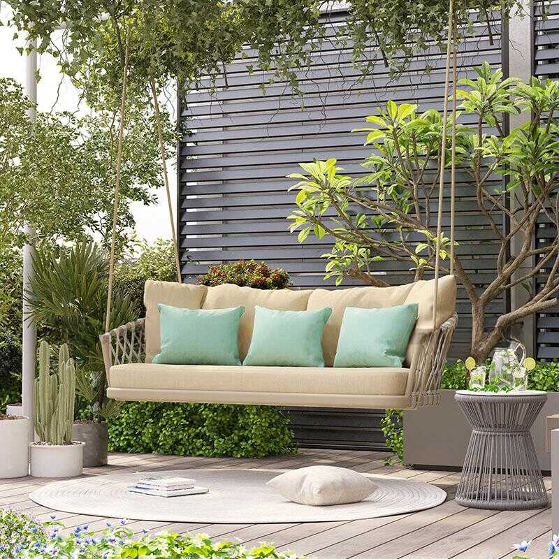 Alloy Hanging Porch Swing with Upholstered Cushions