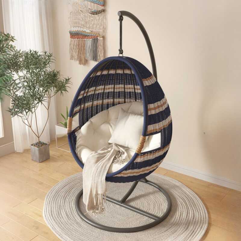 Water-resistant Steel Porch Swing with Stand and Upholstered Cushions