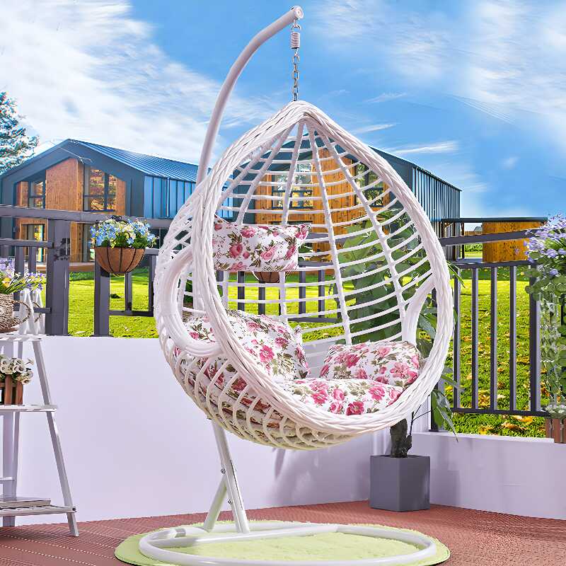 Tropical Pecan Aluminum Porch Swing with Stand, Upholstered Cushions, Chain, and Stand